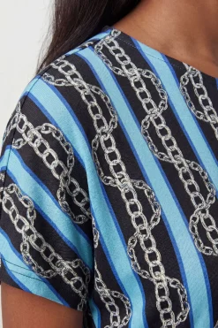 Robe En Viscose Tissée À Imprimé Chaînes Avec Détail Drapé