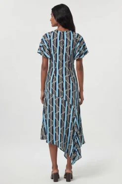 Robe En Viscose Tissée À Imprimé Chaînes Avec Détail Drapé