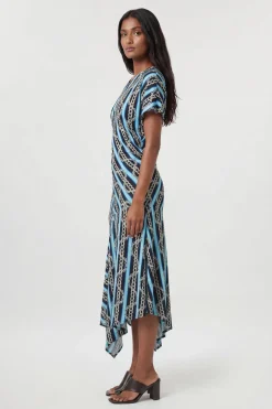 Robe En Viscose Tissée À Imprimé Chaînes Avec Détail Drapé