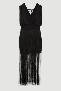 KarenMillen Robe Figure Form à bande tricotée avec détails en franges<Femme Pulls Et Gilets|Toutes Les Mailles