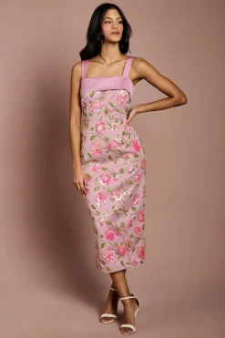 Robe Fourreau Florale À Sequins Petite
