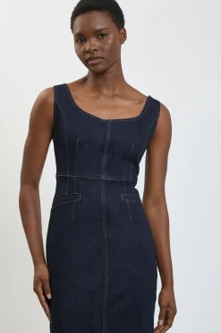 KarenMillen Robe Fourreau Midi En Denim<Femme Denim|Robes Mi-Longues