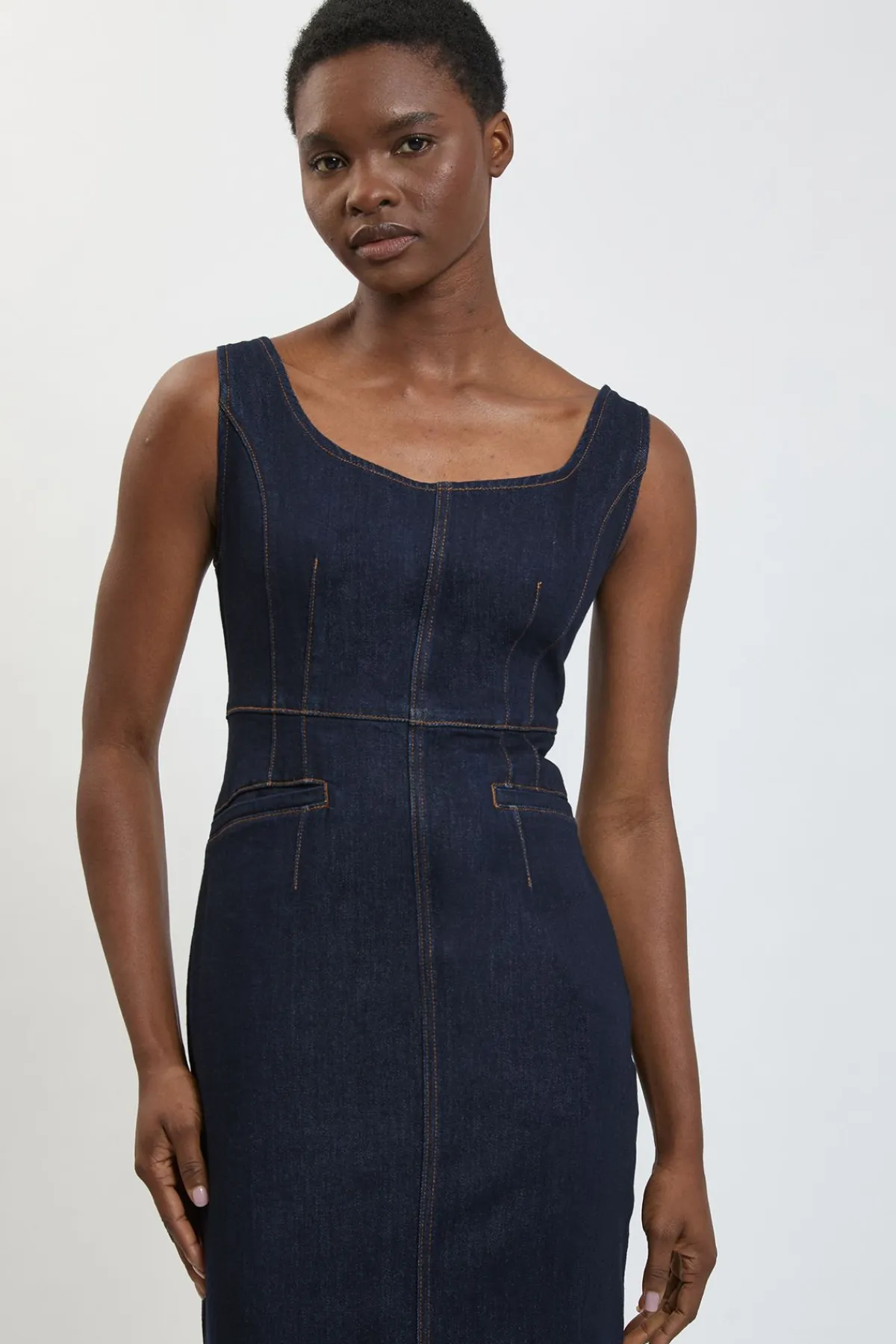 KarenMillen Robe Fourreau Midi En Denim<Femme Denim|Robes Mi-Longues