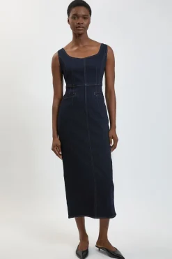KarenMillen Robe Fourreau Midi En Denim<Femme Denim|Robes Mi-Longues