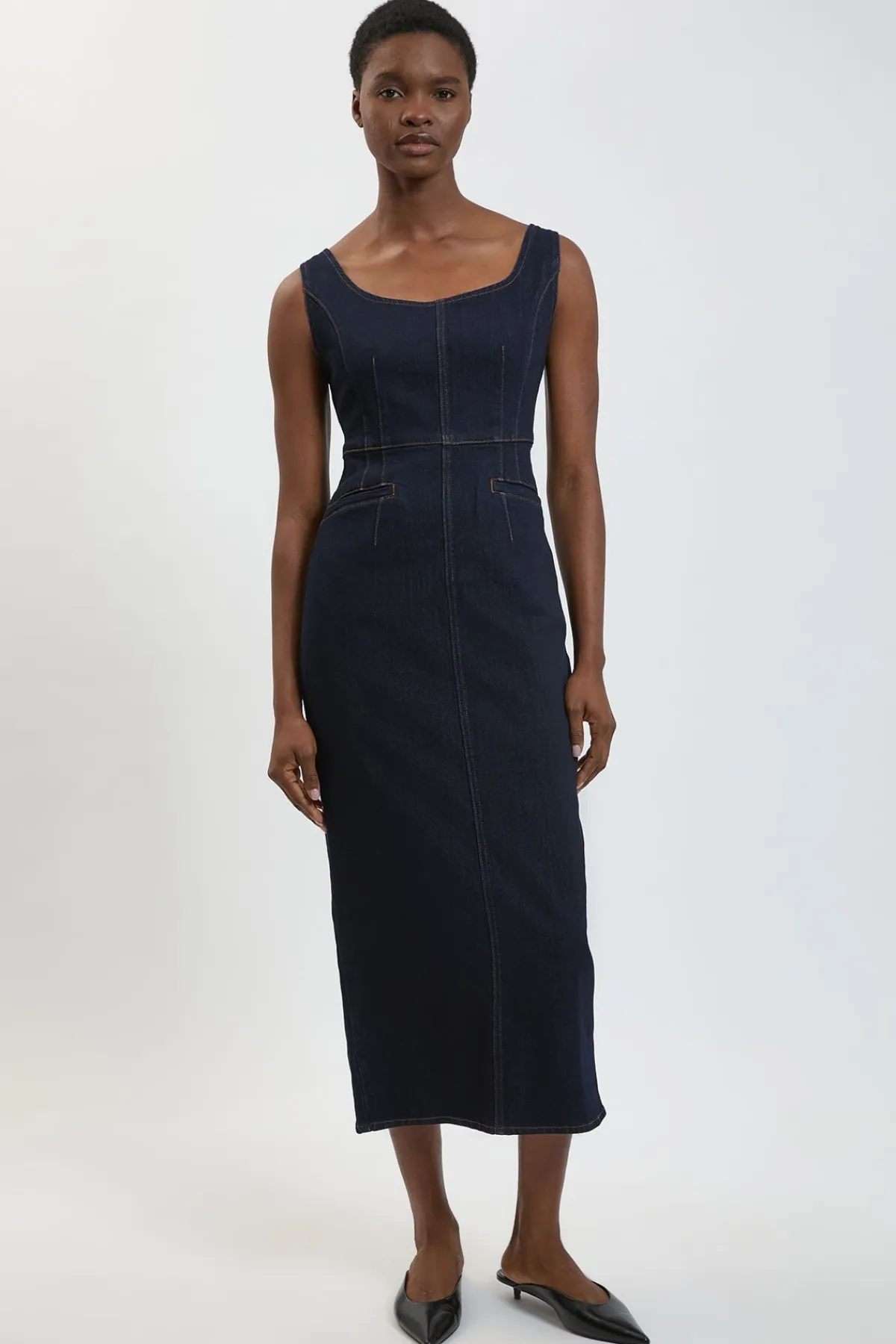 KarenMillen Robe Fourreau Midi En Denim<Femme Denim|Robes Mi-Longues