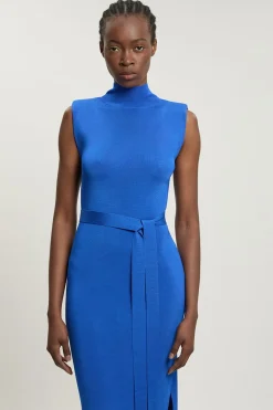KarenMillen Robe Fourreau Sans Manches En Maille Fluide À Épaulettes Et Col Cheminée<Femme Toutes Les Robes|Robes D’Automne