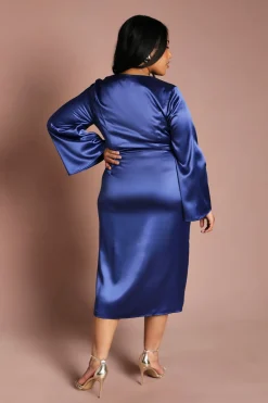 Coast Robe Grande Taille en Satin à Devant Croisé et Manches Évasées<Femme Robes Mi-Longues|Satin Et Dentelle