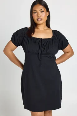 boohoo Robe Grande Taille À Manches Courtes Et Encolure Laitière En Coton<Femme Robes Moulantes|Robes