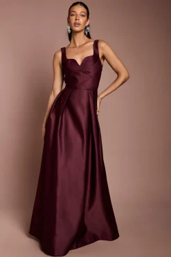 Robe Jupe Ample Corsage Plissé En Satin