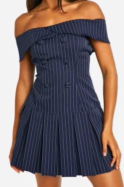 Robe jupe de tennis à col bateau et rayures