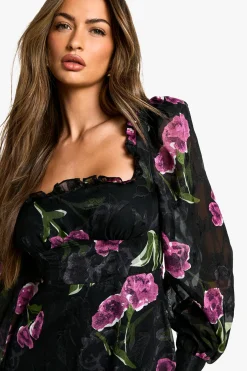 Robe laitière en burnout floral