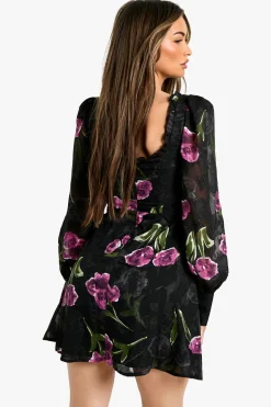 Robe laitière en burnout floral