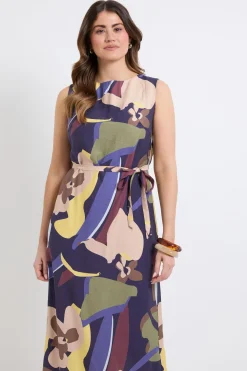 Robe Longue Abstraite Avec Ceinture