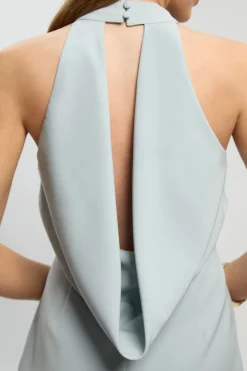 Robe Longue Ajustée à Col Licou et Dos Ouvert