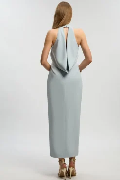 Robe Longue Ajustée à Col Licou et Dos Ouvert