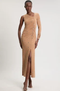 Robe Longue Ajustée En Crêpe Premium Avec Découpes Et Ornements
