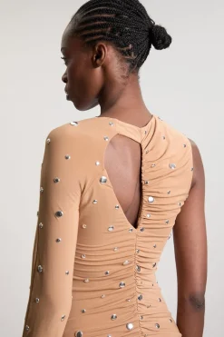 Robe Longue Ajustée En Crêpe Premium Avec Découpes Et Ornements