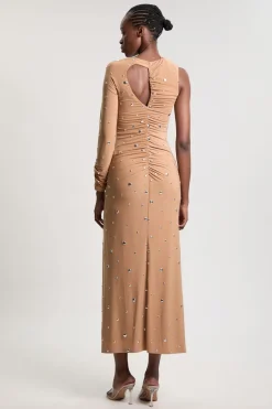 Robe Longue Ajustée En Crêpe Premium Avec Découpes Et Ornements