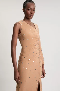 Robe Longue Ajustée En Crêpe Premium Avec Découpes Et Ornements
