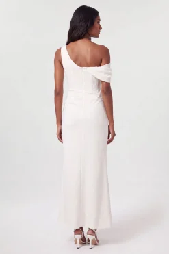 Robe Longue Ajustée En Crêpe Satiné Dos