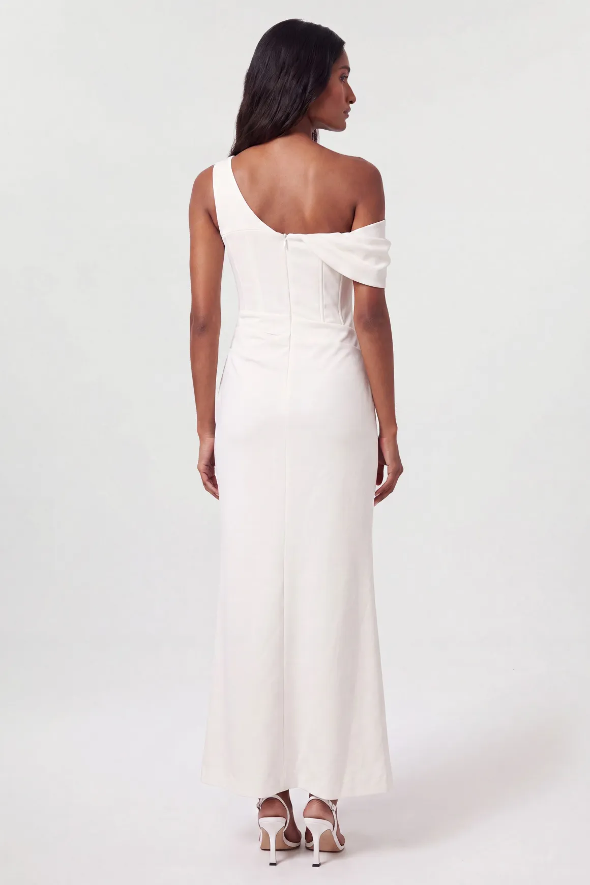 Robe Longue Ajustée En Crêpe Satiné Dos
