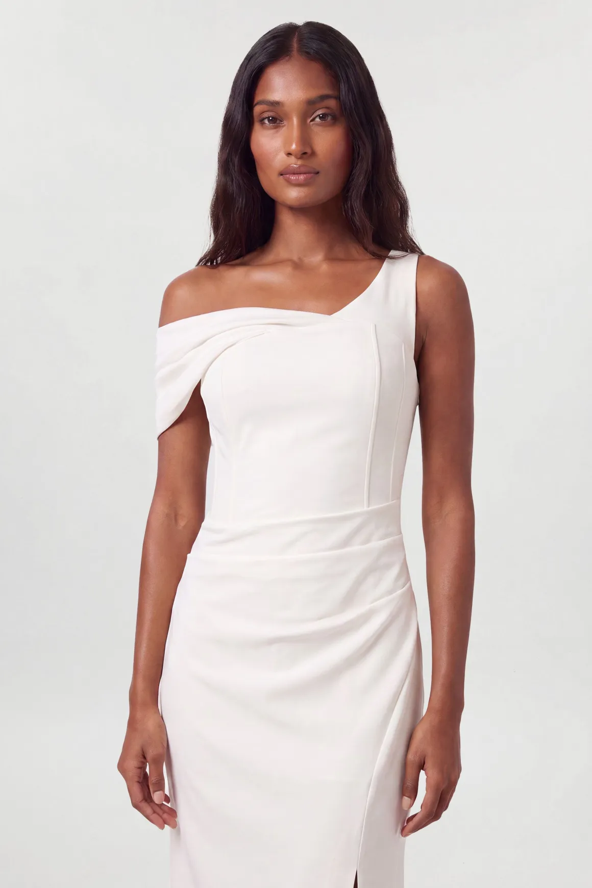 Robe Longue Ajustée En Crêpe Satiné Dos