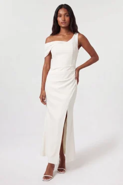 Robe Longue Ajustée En Crêpe Satiné Dos