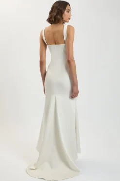 KarenMillen Robe Longue Ajustée En Satin À Finition Ésynthétiquerée<Femme Satin Et Dentelle|Robes