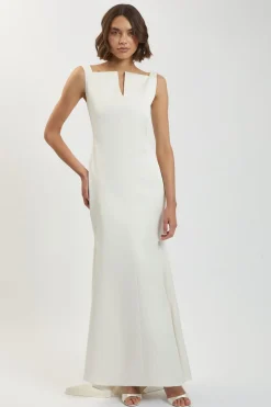 KarenMillen Robe Longue Ajustée En Satin À Finition Ésynthétiquerée<Femme Satin Et Dentelle|Robes