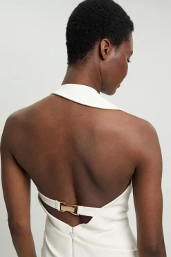 Robe Longue Ajustée En Tissu Stretch Compact Avec Détails De Finition
