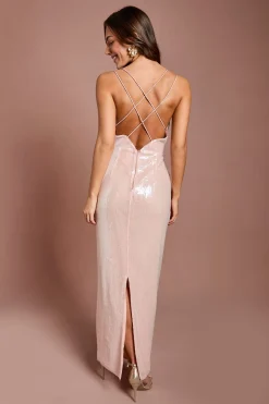 Robe Longue À Appliqués Floraux Et Sequins
