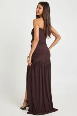 Robe Longue Asymétrique Bardot Froncée