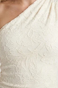 Robe Longue Asymétrique À Encolure Drapée Et Motif Floral Dévoré