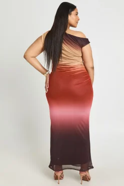 Robe Longue Asymétrique En Maille Ombrée