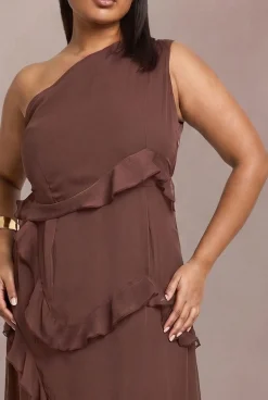 Robe Longue Asymétrique En Mousseline Grande Taille