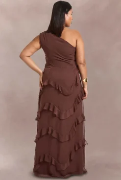 Robe Longue Asymétrique En Mousseline Grande Taille
