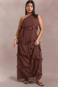 Robe Longue Asymétrique En Mousseline Grande Taille