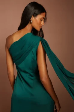 Coast Robe Longue Asymétrique En Satin Et Mousseline Drapée Pour Petite Taille<Femme Satin Et Dentelle|Robes