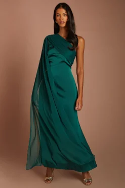 Coast Robe Longue Asymétrique En Satin Et Mousseline Drapée Pour Petite Taille<Femme Satin Et Dentelle|Robes