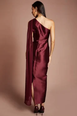 Coast Robe Longue Asymétrique En Sergé Avec Broche En Strass<Femme Robes|Robes Mi-Longues