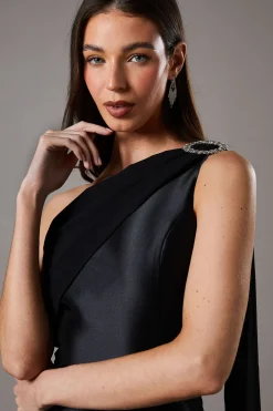 Coast Robe Longue Asymétrique en Sergé avec Broche Diamantée<Femme Robes Mi-Longues|Robes Bal De Promo