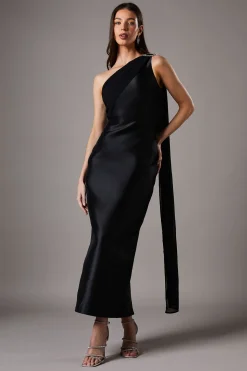Coast Robe Longue Asymétrique en Sergé avec Broche Diamantée<Femme Robes Mi-Longues|Robes Bal De Promo