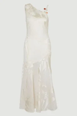 Robe Longue Asymétrique Tissée Tall Devoure avec Détails de Finition