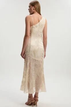 Robe Longue Asymétrique Tissée Tall Devoure avec Détails de Finition