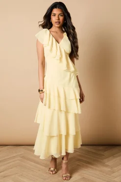 Robe Longue Asymétrique à Volants Petite Taille