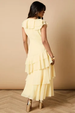 Robe Longue Asymétrique à Volants Petite Taille