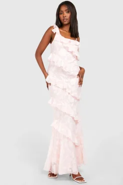 Robe longue asymétrique à volants