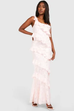 Robe longue asymétrique à volants