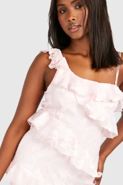 Robe longue asymétrique à volants