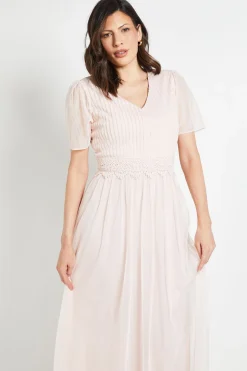 Robe Longue Avec Bande En Dentelle Mesh